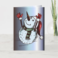 Snowman met Santa Hat - wortelneus - groene schar