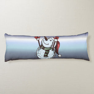 Snowman met Santa Hat - wortelneus - groene schar Lichaamskussen