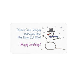 Snowman met Scarf, adresetiketten Etiket