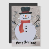 Snowman met Scarf Magnetic Kaart (Voorkant / Achterkant)