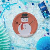 Snowman met Scarf Papieren Bordje (Feest)