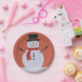 Snowman met Scarf Papieren Bordje (Feest)