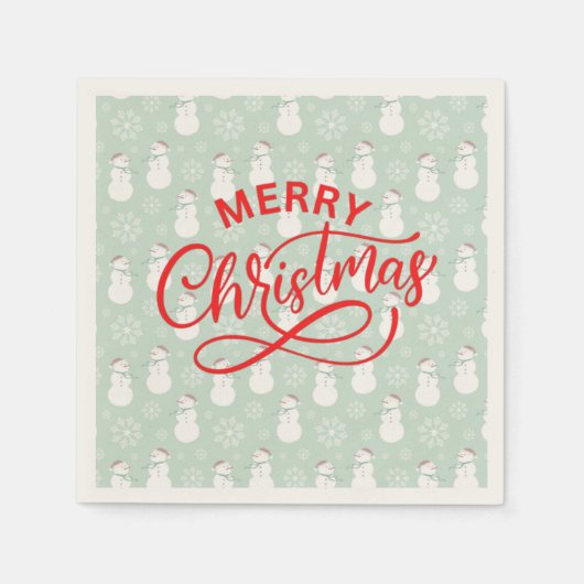 Snowman met schattig patroon met kalligrafische te servet (Voorkant)