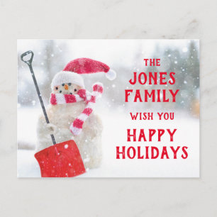 Snowman met schoppen briefkaart