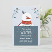 Snowman met Sign Invitation Kaart (Staand voorkant)