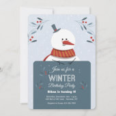 Snowman met Sign Invitation Kaart (Voorkant)