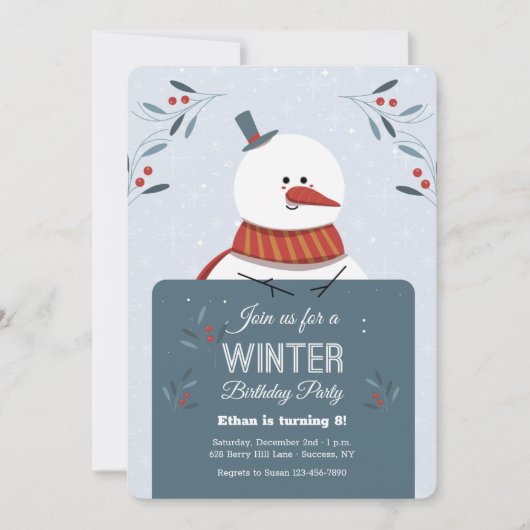 Snowman met Sign Invitation Kaart (Voorkant)
