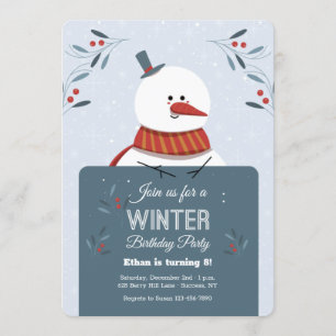 Snowman met Sign Invitation Kaart