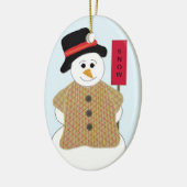 Snowman met sneeuwbord keramisch ornament (Links)