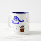 Snowman met Snoep Tweekleurige Koffiemok (Voorkant links)