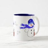 Snowman met Snoep Tweekleurige Koffiemok (Voorkant rechts)