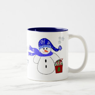 Snowman met Snoep Tweekleurige Koffiemok