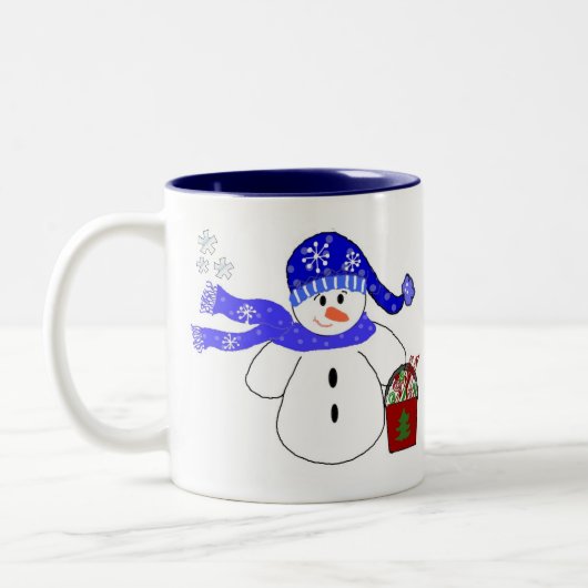 Snowman met Snoep Tweekleurige Koffiemok (Links)