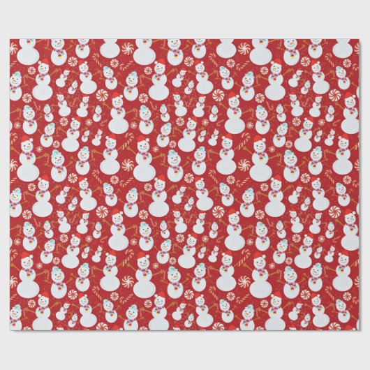 Snowman met snoepjes en kerstSnoepjes Cadeaupapier (Vlak)