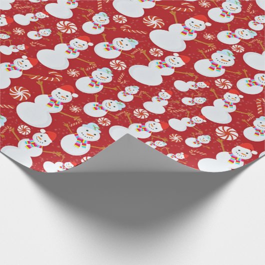 Snowman met snoepjes en kerstSnoepjes Cadeaupapier (Hoek)