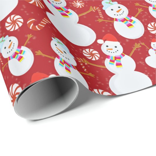 Snowman met snoepjes en kerstSnoepjes Cadeaupapier (Rol Hoek)