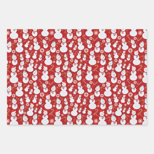 Snowman met snoepjes en kerstSnoepjes Inpakpapier Vel (Voorkant 2)