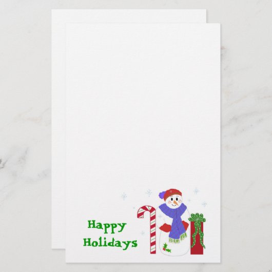 Snowman met snoepriet en gift briefpapier (Voorkant / Achterkant)