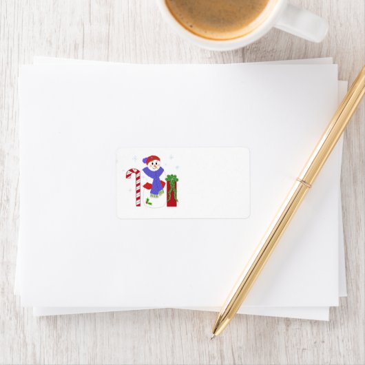 Snowman met snoepriet etiket (Insitu)