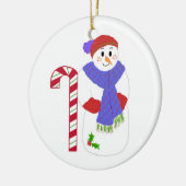 Snowman met snoepriet keramisch ornament (Links)