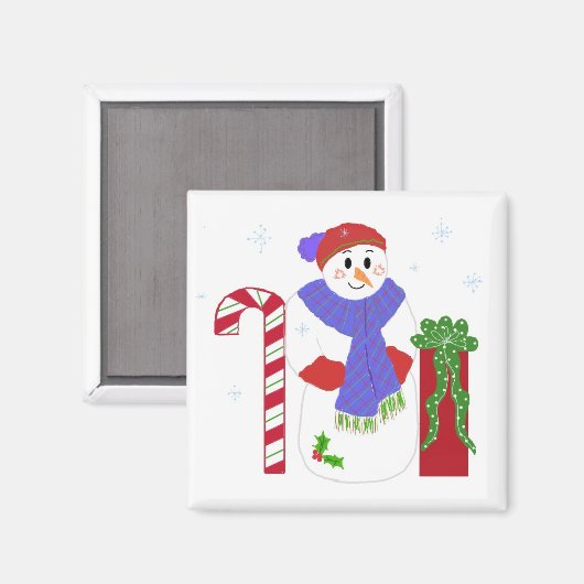 Snowman met snoepriet magneet (Voorkant / Achterkant)