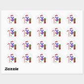 Snowman met snoepriet ronde sticker (Vel)