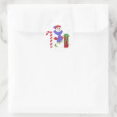 Snowman met snoepriet ronde sticker (Tas)