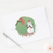 Snowman met snoeprietboom ronde sticker (Envelop)