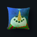 Snowman met Snowflake Abstracte kerstkunst Kussen<br><div class="desc">Mijn kleurrijke abstracte schilderij van een sneeuwman met een sneeuwvlok aan het einde van zijn wortelneus maakt dit mooie kussen een smakelijk werk van kerstkunst!</div>