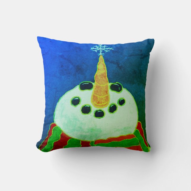 Snowman met Snowflake Abstracte kerstkunst Kussen (Voorkant)