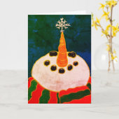 Snowman met Snowflake Abstracte Kunst Kaart (Gele Bloem)