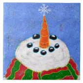 Snowman met Snowflake Abstracte Kunst Tegeltje (Voorkant)