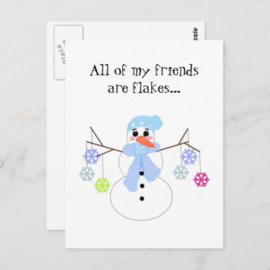 Snowman met Snowflake Friends Briefkaart (Voorkant / Achterkant)