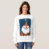 Snowman met Snowflake-kerstkunst Draag Trui (Voorkant volledig)