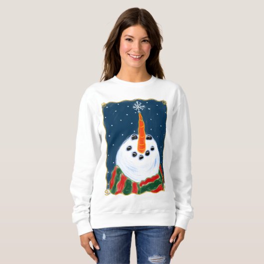 Snowman met Snowflake-kerstkunst Draag Trui (Voorkant volledig)