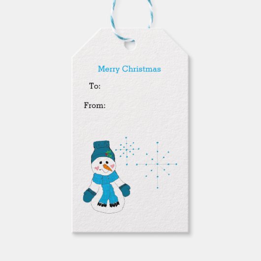 Snowman met Snowflakes Cadeaulabel (Voorkant)