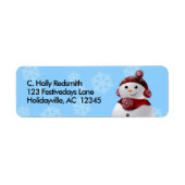Snowman met Snowflakes in een Winter Sky Etiket (Voorkant)