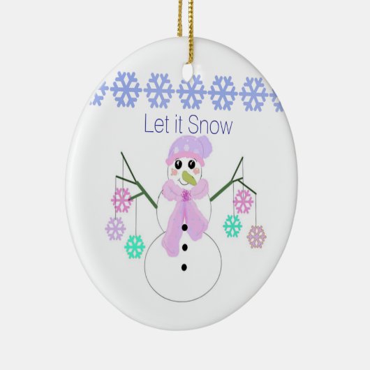 Snowman met Snowflakes Keramisch Ornament (Rechts)