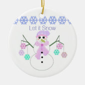 Snowman met Snowflakes Keramisch Ornament (Voorkant)