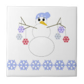 Snowman met Snowflakes Tegeltje (Voorkant)