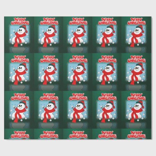 Snowman met snowman voor prettige kerstwrapping cadeaupapier (Vlak)