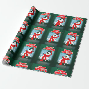 Snowman met snowman voor prettige kerstwrapping cadeaupapier