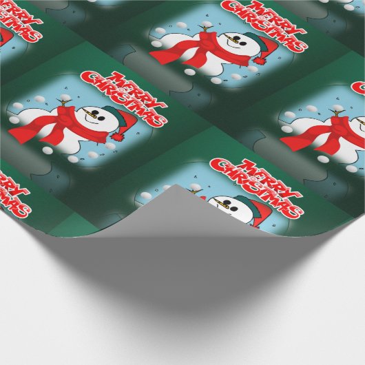 Snowman met snowman voor prettige kerstwrapping cadeaupapier (Hoek)