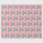 Snowman met Snowy Pine Tree Cadeaupapier (Vlak)