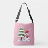 Snowman met Snowy Pine Tree Crossbody Tas (Voorkant)