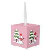 Snowman met Snowy Pine Tree Decoratie (Achter hoekig)