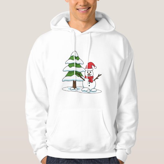 Snowman met Snowy Pine Tree Hoodie (Voorkant)