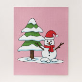 Snowman met Snowy Pine Tree Legpuzzel (Verticaal)