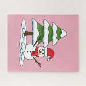 Snowman met Snowy Pine Tree Legpuzzel (Horizontaal)