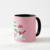 Snowman met Snowy Pine Tree Mok (Voorkant rechts)